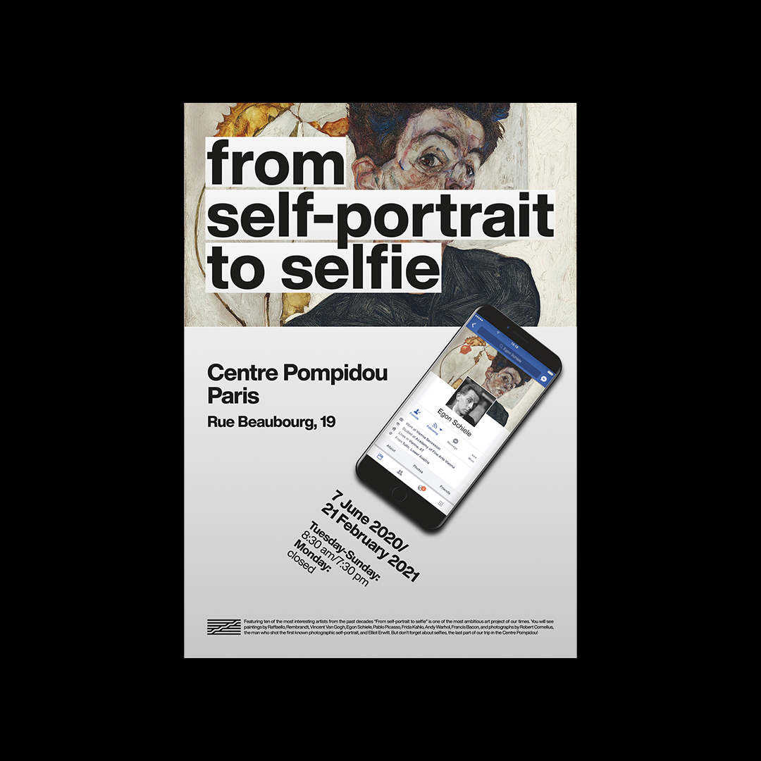 Poster con profilo Facebook di Egon Schiele